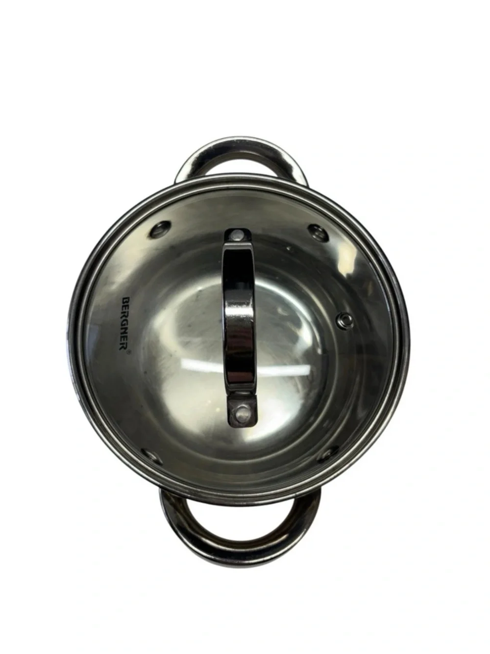 Bergner Stainless Steel 1.5L Double Handle Saucepan Pot w/ Glass Lid S0174-07424